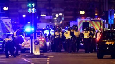 Police in London on Saturday night