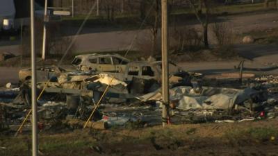 Burnt out cars in Fort McMurray