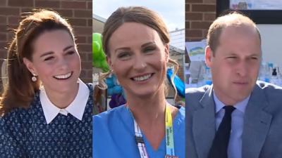 The Duke and Duchess of Cambridge visit a hospital and thank staff for their coronavirus efforts.