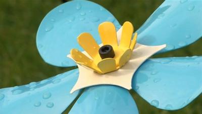 A handmade forget-me-not flower in Shrewsbury