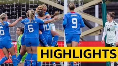 Iceland celebrate their winning goal against Wales