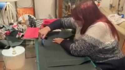 Debra Purnell sewing