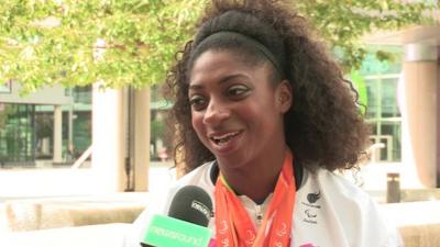 Kadeena Cox talking to Newsround