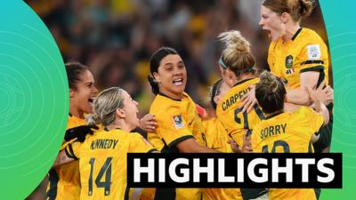 Australia's Sam Kerr celebrates with teammates at the 2023 Women's World Cup