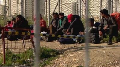 Migrants camp in Lesbos, Greece