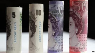 UK currency: £5, £10, £20, £50 notes