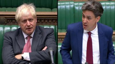 Boris Johnson and Ed Miliband in the House of Commons.