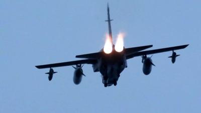 A Tornado jet takes off from RAF Lossiemouth in Scotland