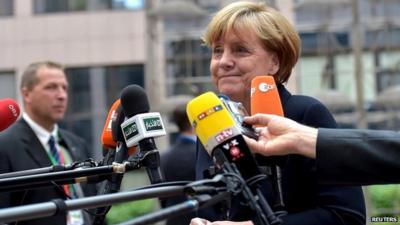 Germany's Chancellor Angela Merkel arrives at a eurozone emergency summit on the situation in Greece, in Brussels on 7 July 2015