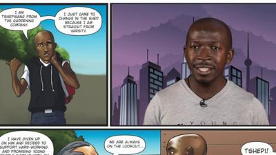 Andile Dube and his comic book