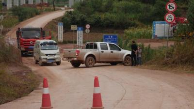 A road block in China