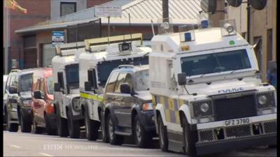 PSNI vehicles at Larne searches