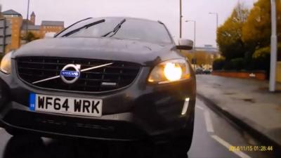 Car shortly before it collided with the cyclist