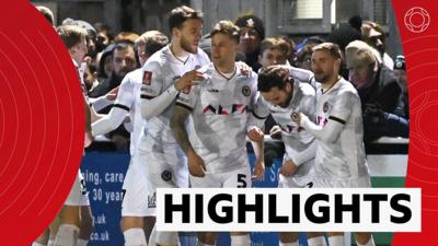 Newport County players celebrate a goal against Eastleigh