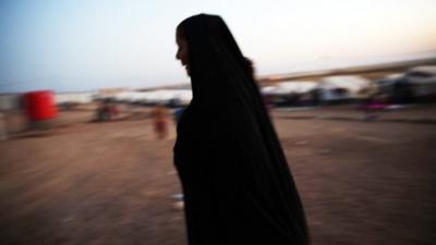 A displaced Iraqi woman in one of the refugee camps.