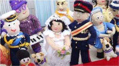 The community group has recreated the royal wedding scene, even down to the corgis.