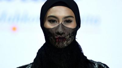 A model at Asia Islamic fashion week