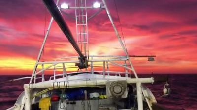 Sunset on boat