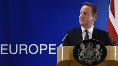 David Cameron speaking in Brussels