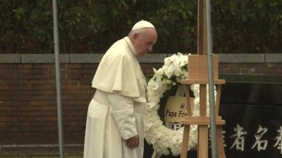 Pope attends ceremony in Nagasaki