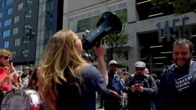 Protest outside Uber office