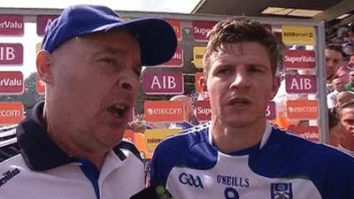 Monaghan manager Malachy O'Rourke and midfielder Darren Hughes