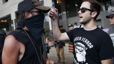 Far-right protest group held march in one of the United States' most liberal cities.