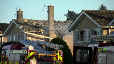 Smoke coming site of the Haxby house explosion