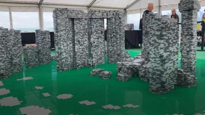 Lego sculpture of Stonehenge