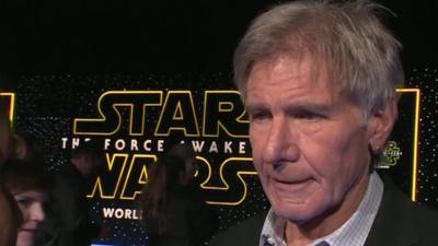 Harrison Ford on the red carpet on Hollywood Boulevard