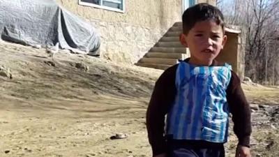 Murtaza Ahmadi, a 5-year-old soccer fan from the Jaghori District of Afghanistan's Ghanzi Province.