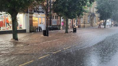 Minehead High Street floodwater