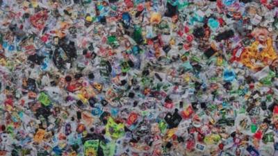 Art work made of plastic waste