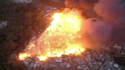 Aerial view of the fire