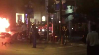 Footage of explosion in centre of Bangkok