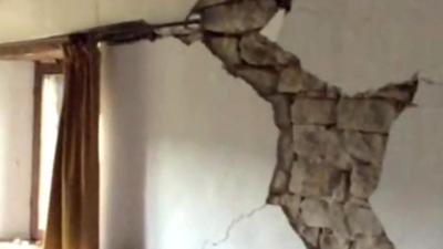 Earthquake damage to house interior