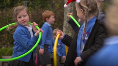 School children playing