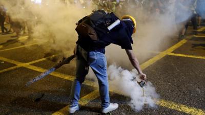 a protester in Hong Kong