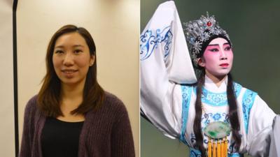 Composite image of Mitchie Choi (left) and Mitchie Choi in costume (right)
