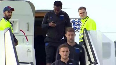 England arrive in Russia