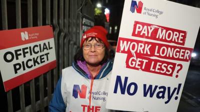 Woman on picket line