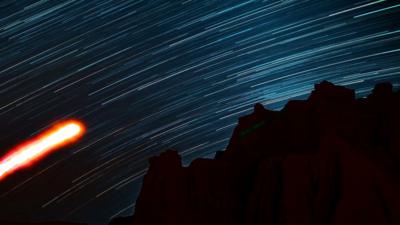 giant 'honeymoon' passing in time-lapse through the sky