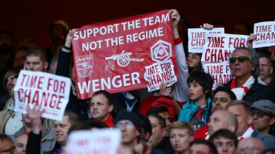 Arsenal fans with banners