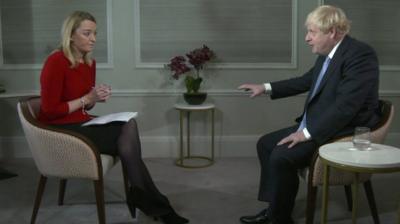 Laura Kuenssberg and Boris Johnson