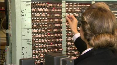 Re-enactment of a code breaker at Bletchley Park
