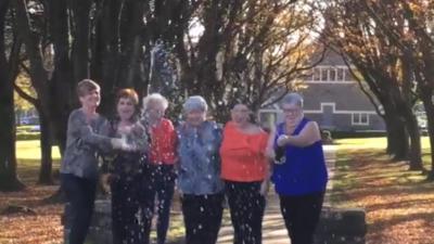 Lottery winners celebrate