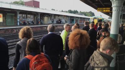 Passengers waiting for a train