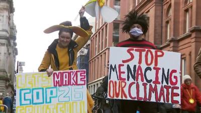 Climate change protesters in Glasgow