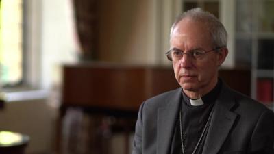 Justin Welby, Archbishop of Canterbury looking into the camera