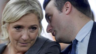 Marine Le Pen and vice-president Florian Philippot